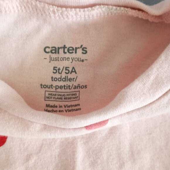 Carter’s 2-Piece Pajama Set Girls 5T Pink Long Sleeve Cherries PJs Excellent - Picture 5 of 6